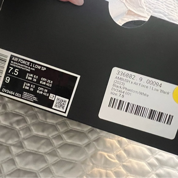 Nike Ambush x Air Force 1 low black with white check like new - men’s size 7.5 - Picture 4 of 4